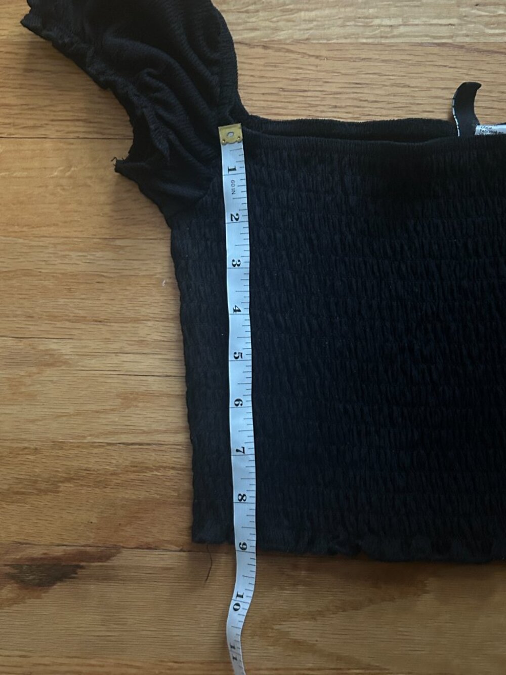 H&M Divided Black Smocked Crop Top Women's Small Cap Sleeve Square Neckline - Picture 9 of 9
